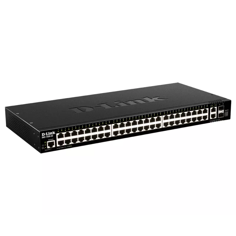 D-Link 48-portový Gigabit Stackable Smart Managed switch s 2 x 10GBase-T portami a 2 x 10G SFP+
