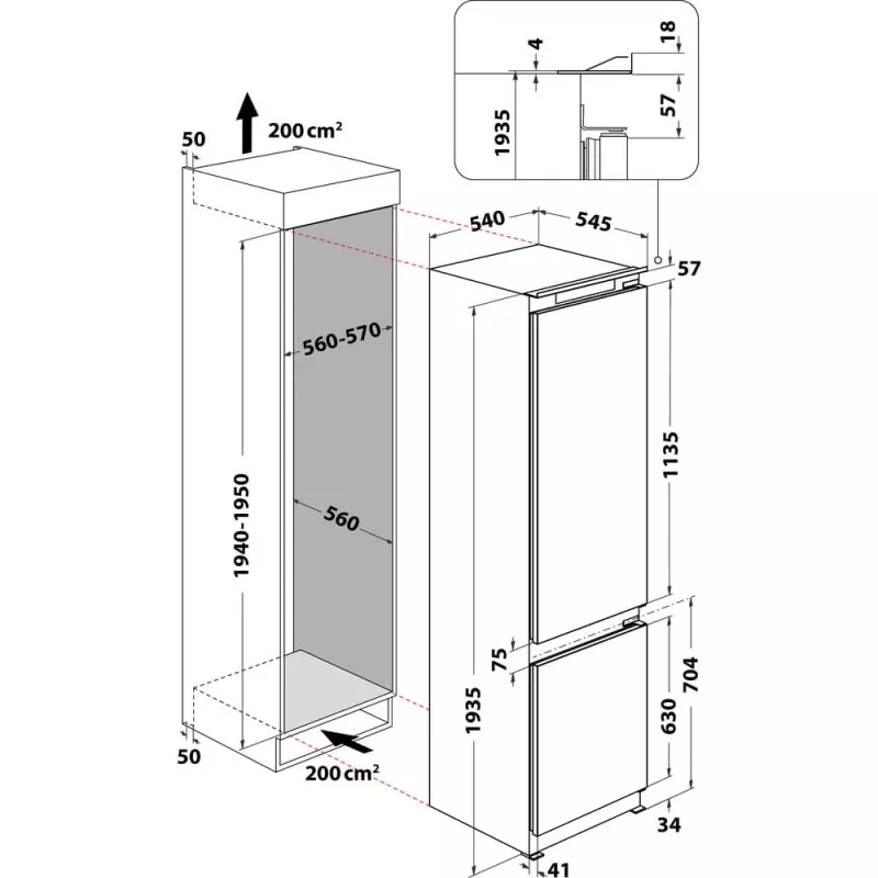 Whirlpool WHC20D023B1 SF vstavaná chladnička 300 L biela