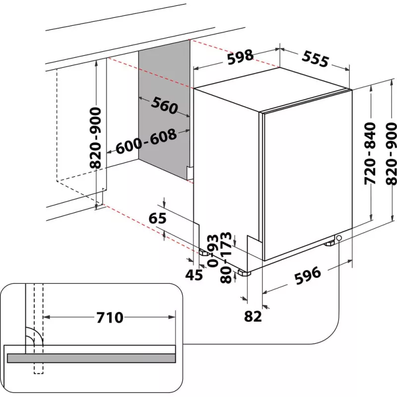 Whirlpool W7I HF60 TUS; W7I HF60 TUS plne integrovaná 15 súprav riadu