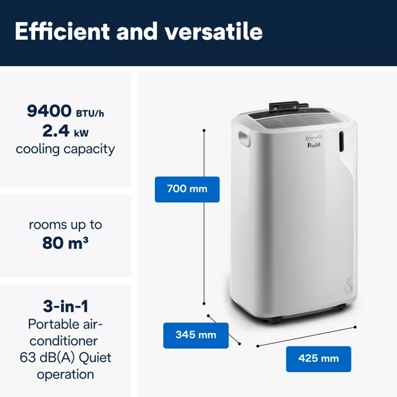De’Longhi PAC EM82 prenosná klimatizácia 63 dB 1000 W biela