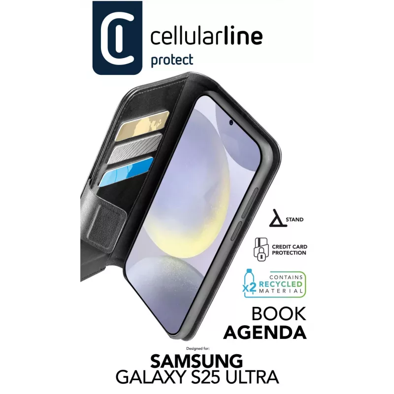 Cellularline Book Agenda - Galaxy S25 Ultra koženkové knižné puzdro s magnetickým uzáverom