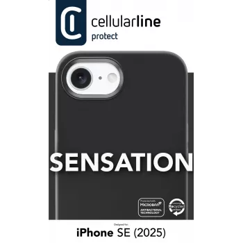 Cellularline Sensation - iPhone 16e/17e soft-touch silikónové puzdro s integrovanou antibakteriálnou Microban® technológiou