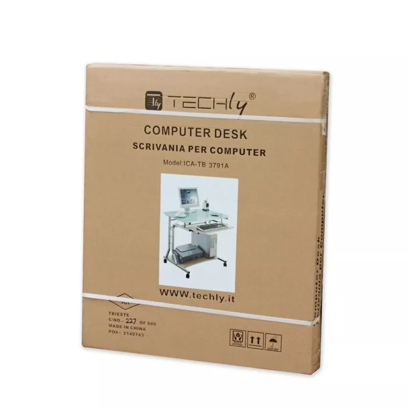 Techly Kompaktný PC stôl z kovu a skla s kolieskami ICA-TB 3791A