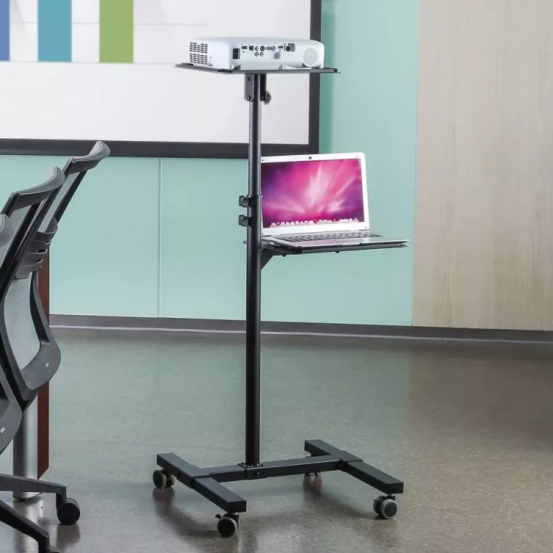 Techly ICA-TB TPM-10 výškovo nastaviteľný vozík na projektor a notebook s policou, čierny