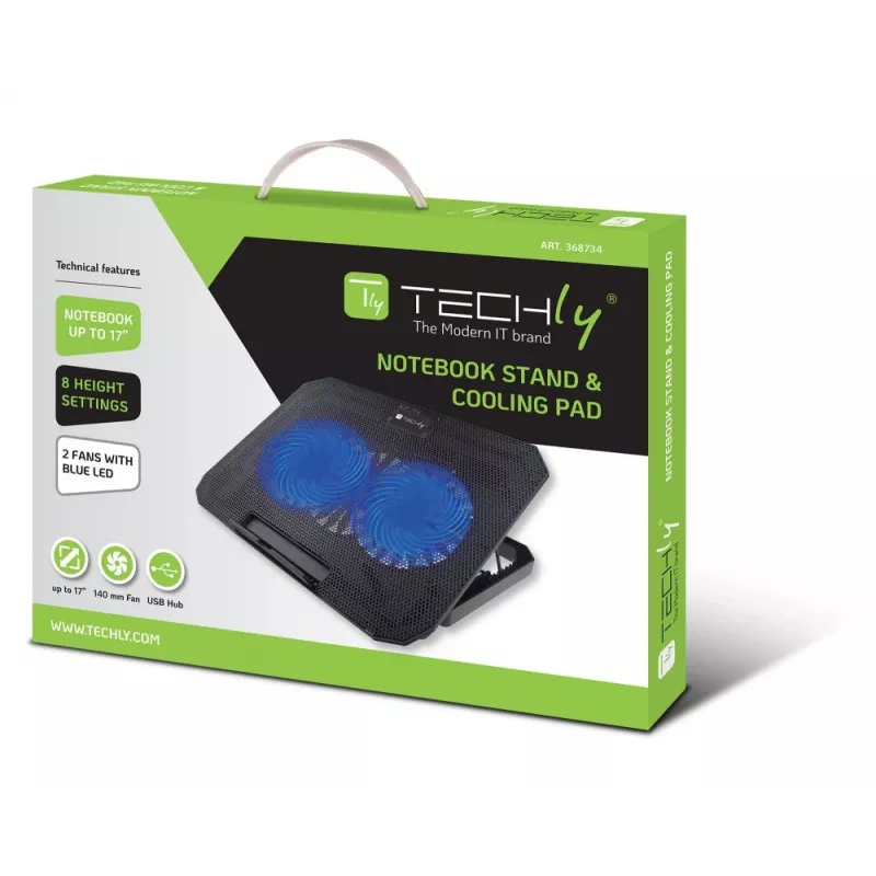 Techly ICOOL-CP11TY stojan na notebook čierny 43,2 cm (17