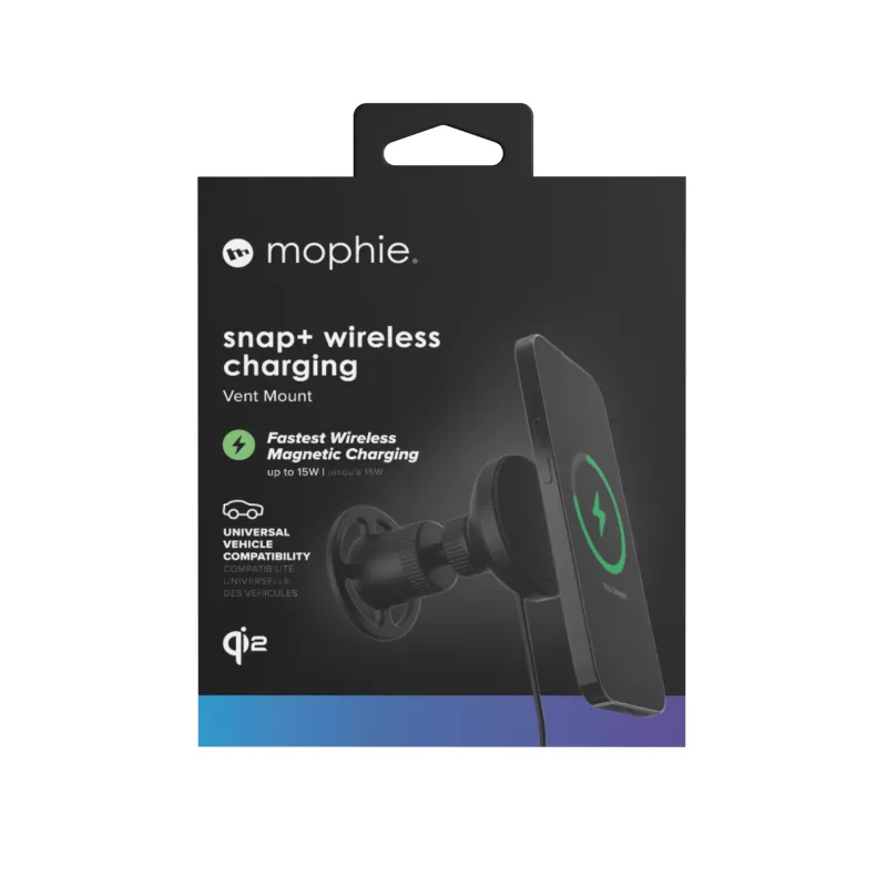 mophie Snap+ Wireless Charging Vent smartfón čierny zapaľovač rýchle nabíjanie auto