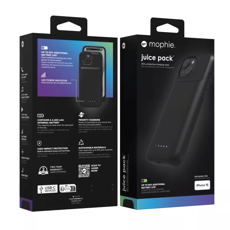 mophie Juice balenie puzdro na telefón 15,5 cm (6,1 inch) kryt čierny