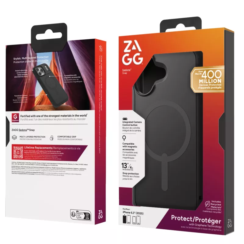 ZAGG Sedona Snap puzdro pre Apple iPhone 17 Flood čierne, kryt, Apple, iPhone 17, 16 cm (6,3 inch), čierny