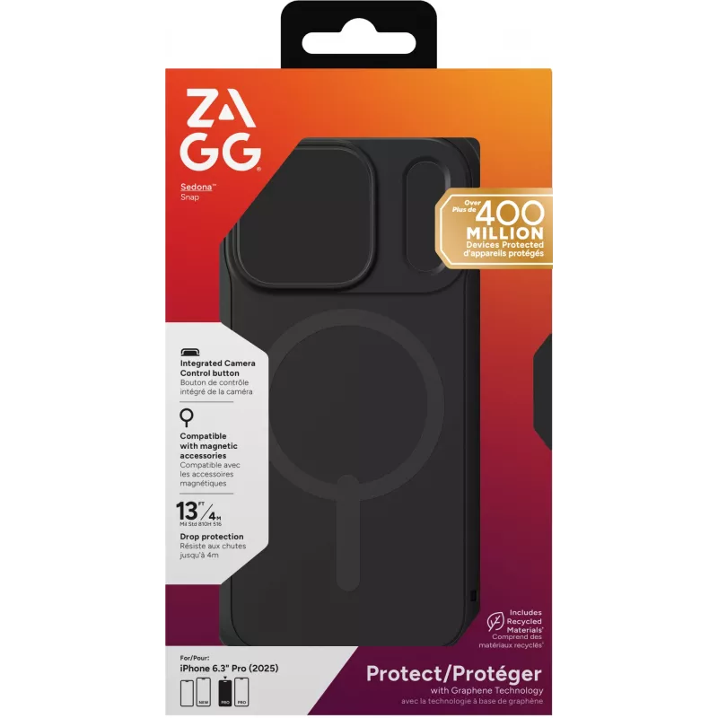 ZAGG Sedona Snap puzdro pre Apple iPhone 17 Pro Flood čierne, kryt, Apple, iPhone 17 Pro, 16 cm (6.3