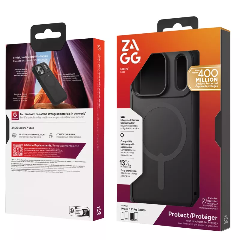 ZAGG Sedona Snap puzdro pre Apple iPhone 17 Pro Flood čierne, kryt, Apple, iPhone 17 Pro, 16 cm (6.3