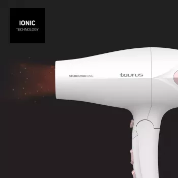 Fén na vlasy Taurus STUDIO 2500 IONIC 2400 W biela s iónovou funkciou, 3 stupne ohrevu, 2 rýchlosti, difúzor a koncentrátor