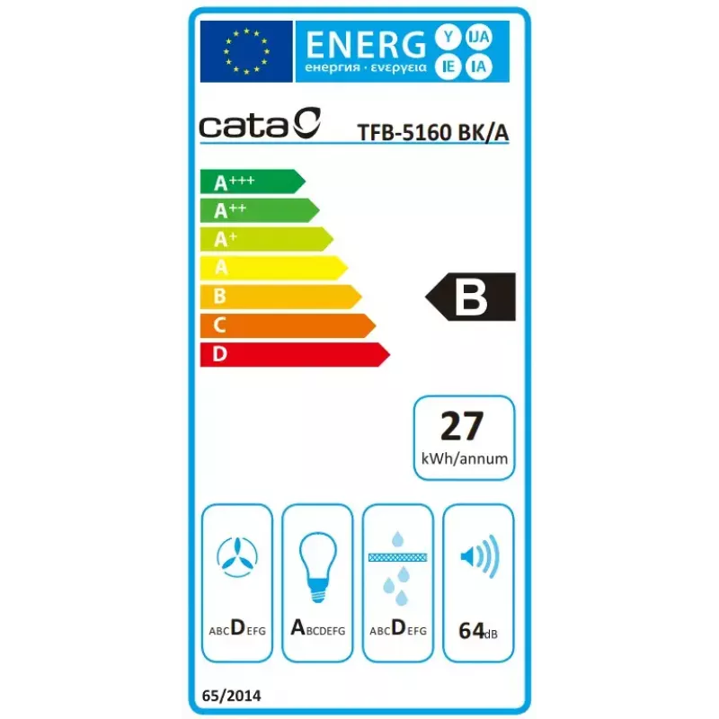 Vstavaný digestor CATA TFB-5160 BK čierny 297,2 m³/h