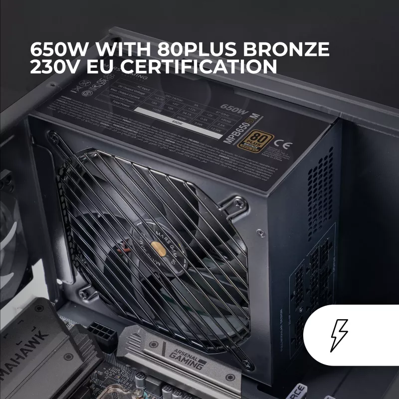 Mars Gaming MPB650SIM napájací zdroj 650 W 24-pin ATX ATX čierny