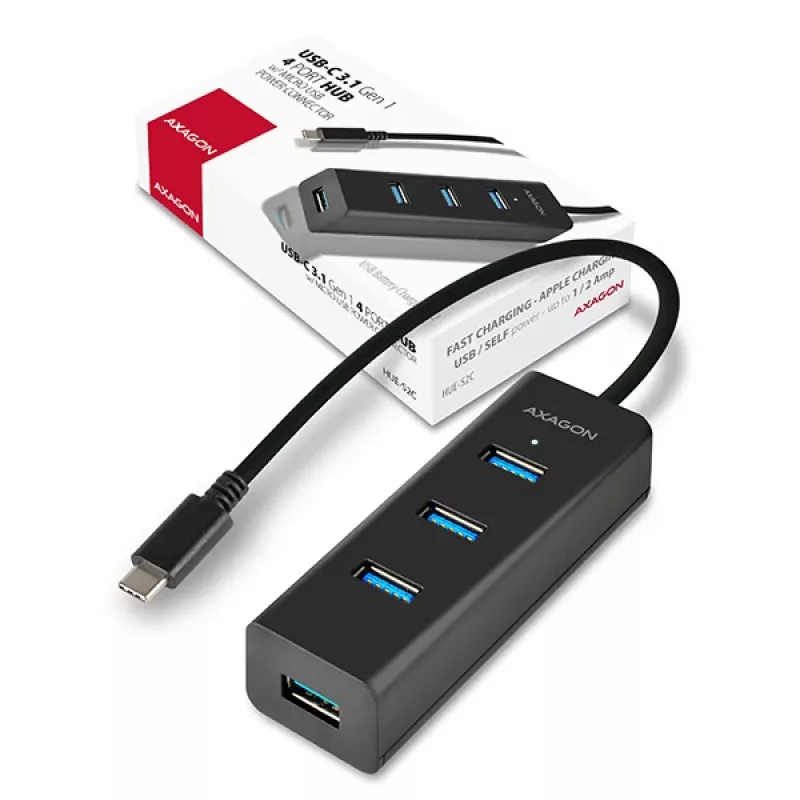 Axagon HUE-S2C rozbočovač USB 3.2 Gen 1 (3.1 Gen 1) Type-A 5000 Mbit/s čierny