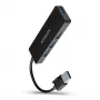 Axagon SuperSpeed USB tenký hub, USB 3.2 Gen 1 (3.1 Gen 1) Type-A, USB 3.2 Gen 1 (3.1 Gen 1) Type-A, 5000 Mbit/s, čierny, plast, 0,14 m