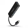 Axagon SuperSpeed USB-C tenký hub, USB 3.2 Gen 1 (3.1 Gen 1) Type-C, USB 3.2 Gen 1 (3.1 Gen 1) Type-A, 5000 Mbit/s, čierny, plast, 0,14 m