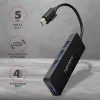 Axagon SuperSpeed USB-C tenký hub, USB 3.2 Gen 1 (3.1 Gen 1) Type-C, USB 3.2 Gen 1 (3.1 Gen 1) Type-A, 5000 Mbit/s, čierny, plast, 0,14 m