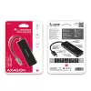 Axagon SuperSpeed USB-C tenký hub, USB 3.2 Gen 1 (3.1 Gen 1) Type-C, USB 3.2 Gen 1 (3.1 Gen 1) Type-A, 5000 Mbit/s, čierny, plast, 0,14 m