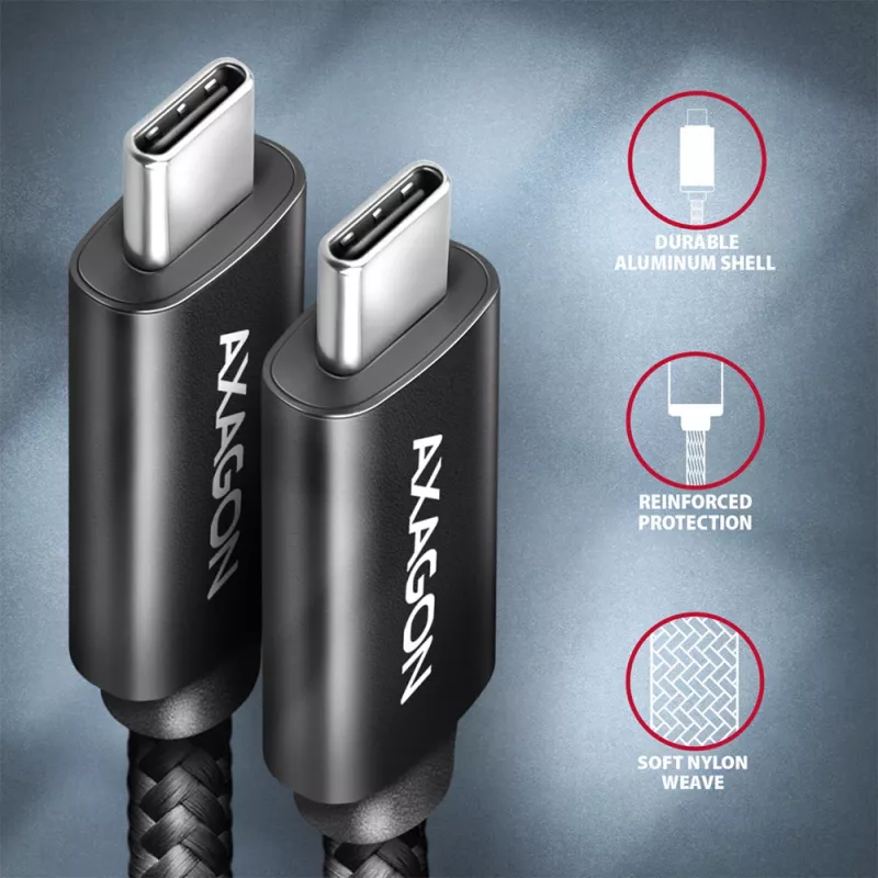 Axagon BUCM432-CM10AB USB kábel USB4 Gen 3x2 1 m USB C čierny