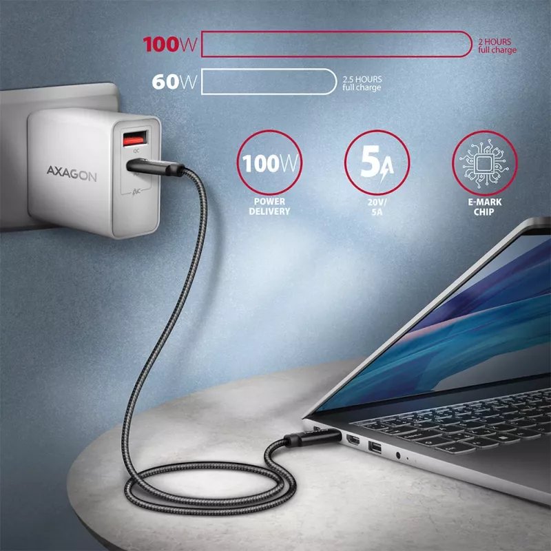 Axagon BUCM432-CM10AB USB kábel USB4 Gen 3x2 1 m USB C čierny