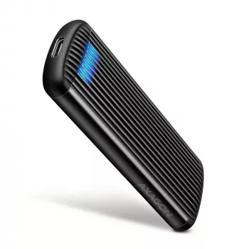 AXAGON EEM2-SC externé USB-C 10 Gbit/s bezskrutkové kovové puzdro pre M.2 NVMe SSD, jeden slot, sivá