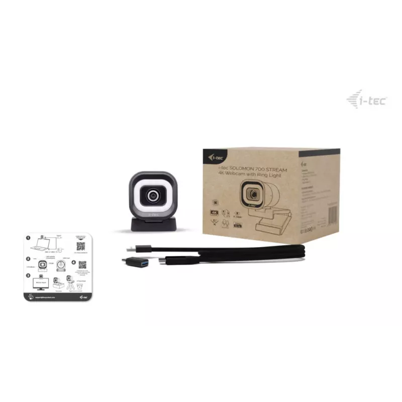 Webkamera ITEC i-tec SOLOMON 700 STREAM 4K s 3840x2160@60fps, 8,29 MP, USB-C, závit na statív 1/4 palca