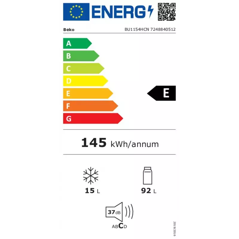 Beko BU1154HCN chladnička s mrazničkou vstavaná 107 l biela