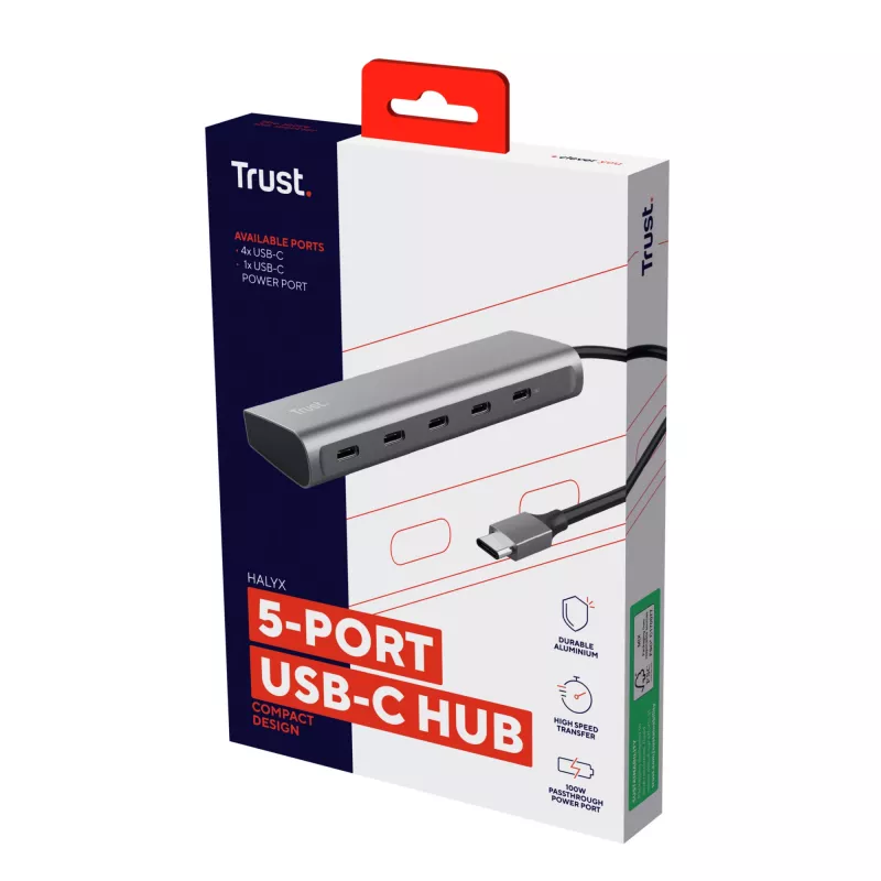 Trust Halyx USB 3.2 Gen 1 (3.1 Gen 1) Type-C strieborná