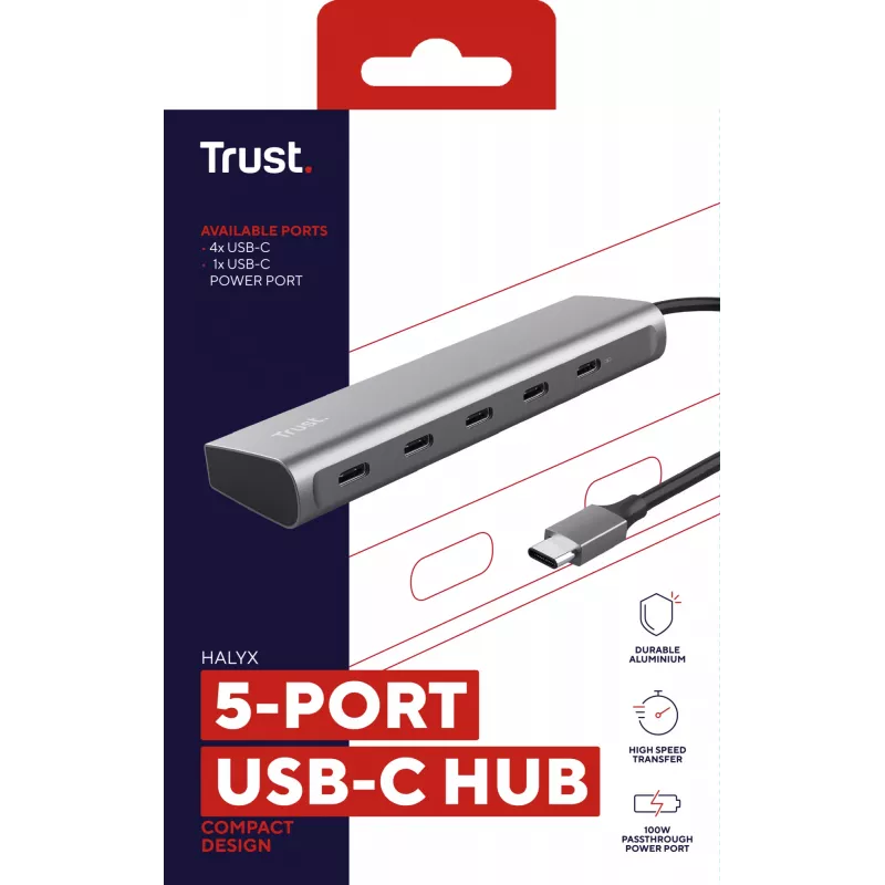 Trust Halyx USB 3.2 Gen 1 (3.1 Gen 1) Type-C strieborná