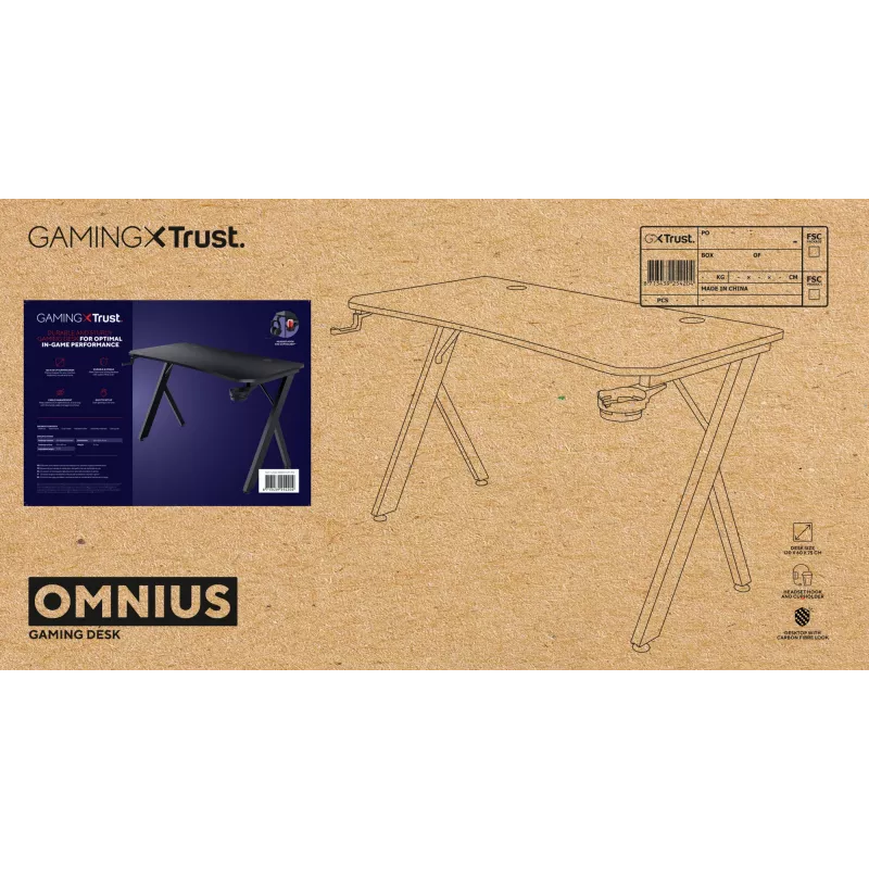 Stôl Trust GXT 710 Luminus Pro čierny obdĺžnikový ABS/PC 1200x600x740mm