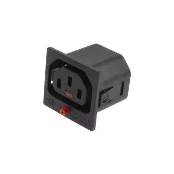 ACT C13 IEC Lock Net Entree (1x zásuvka) - čierny, PA135015BK, C13, čierna, červená, konektor samica, rovný, termoplast, 2000 V
