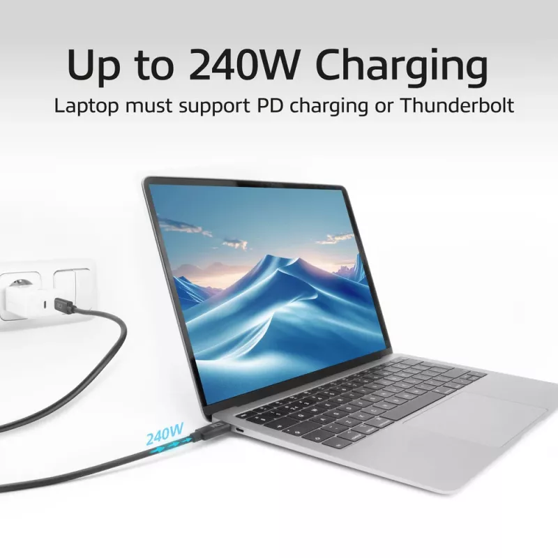 ACT USB4 20Gbps 240W USB Type-C kábel 2m čierny USB-IF certifikovaný