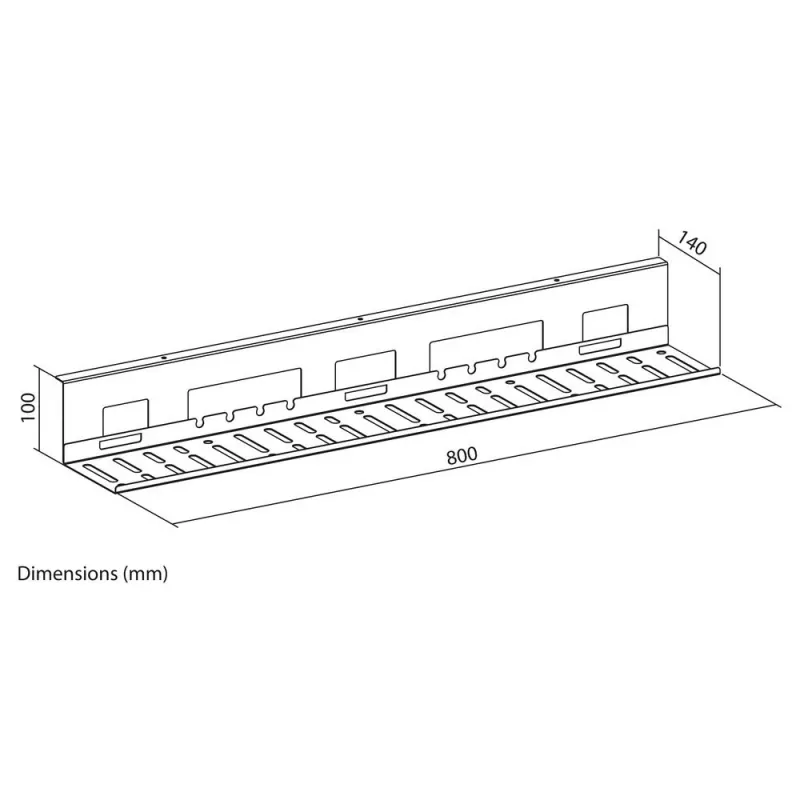 Podstolová vanička na káble ACT 80 cm – rovná horizontálna oceľová vanička 800×140×100 mm