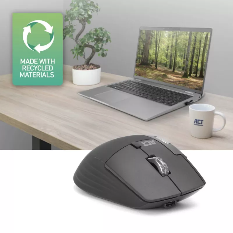 ACT AC5147 bezdrôtová myš, Bluetooth/USB, tichý klik, 4800 DPI, sivá