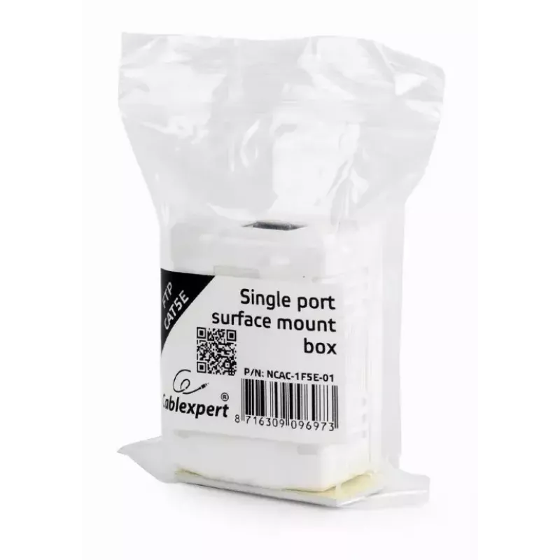Gembird NCAC-1F5E-01 tienená sieťová zásuvka na omietku, 1x RJ45 Cat5e, biela