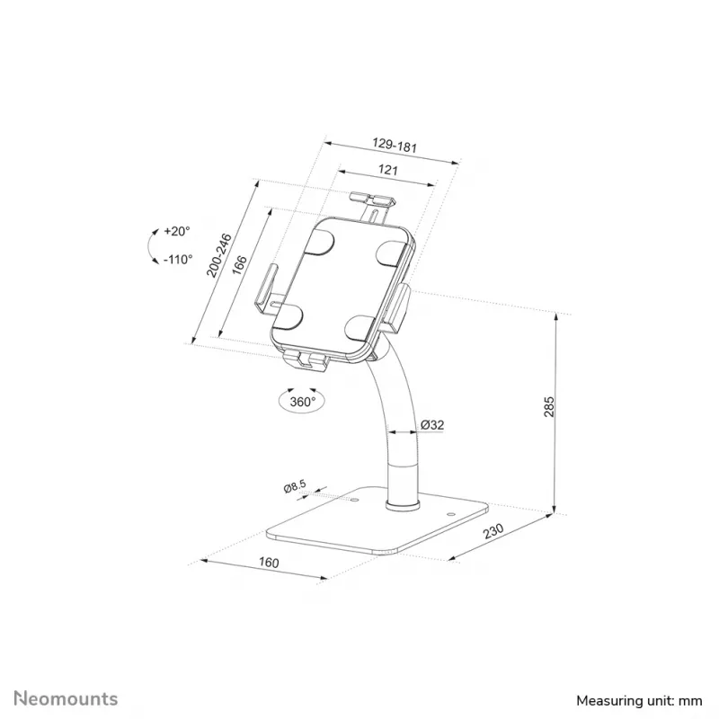 Neomounts DS15-625BL1 tablet stojan na stôl 7,9-11