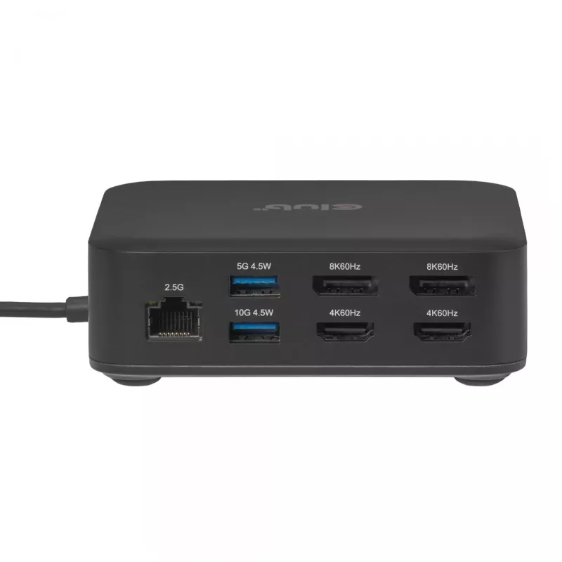 USB-C Quad DisplayLink dokovacia stanica CLUB 3D CSV-2542 — 2× DisplayPort 8K60Hz, 2× HDMI 4K60Hz, PD 100W, 2.5G Ethernet