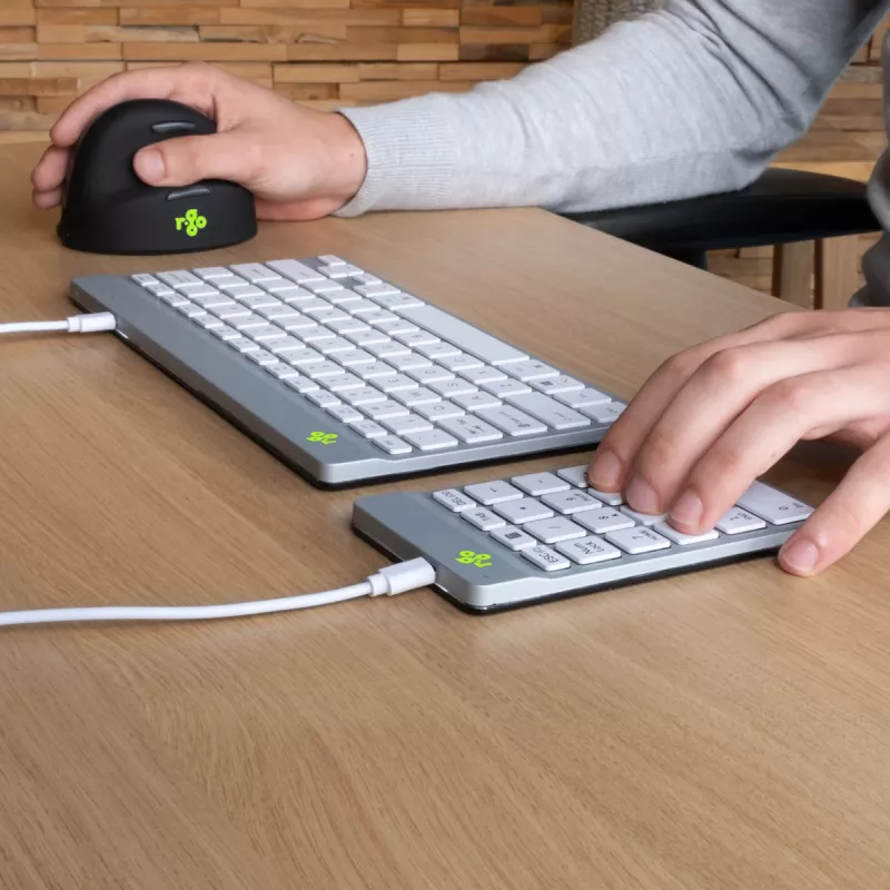 R-Go Tools numerická klávesnica R-Go Numpad Break, ergonomická numerická klávesnica so softvérom na prestávky, káblová, biela