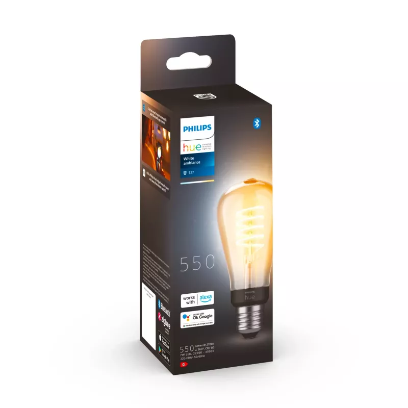 Philips ST64 – E27 smart žiarovka, smart žiarovka, Bluetooth/Zigbee, LED, E27, ST64, teplá biela, studená biela