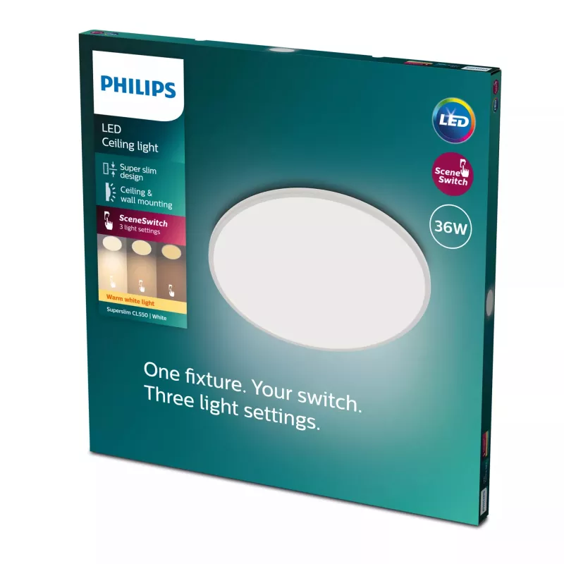 Stropné svietidlo Philips Functional Super tenké 36 W LED biele okrúhle