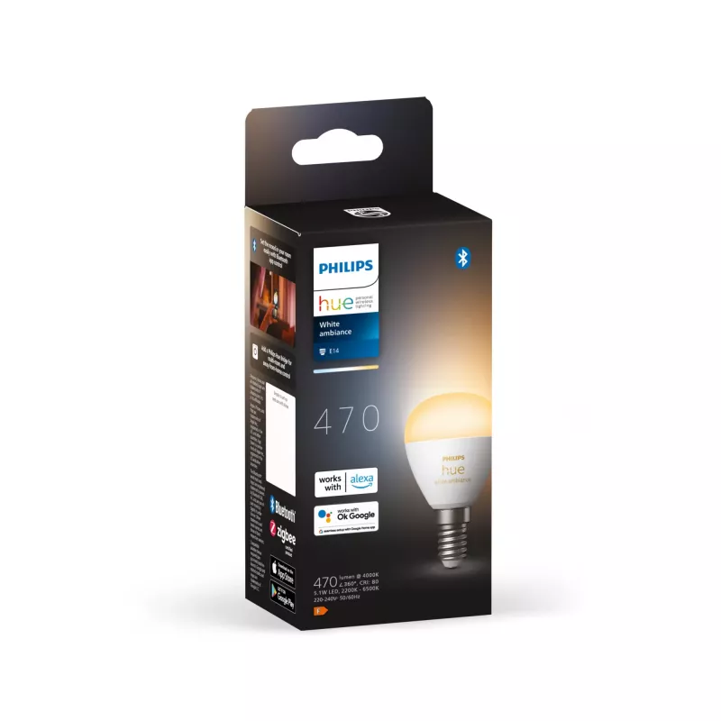 Philips Hue White ambience Lustre – E14 inteligentná žiarovka, inteligentná žiarovka, Bluetooth/Zigbee, biela, LED, E14, P45