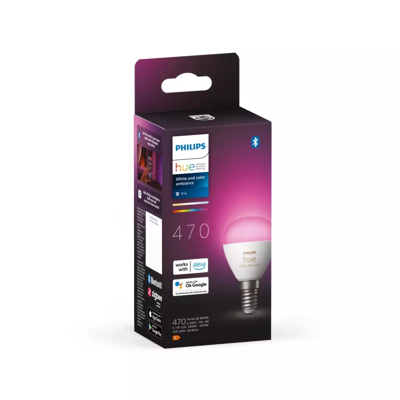 Inteligentná žiarovka Philips Hue White and Colour Ambience Lustre E14 Bluetooth Zigbee
