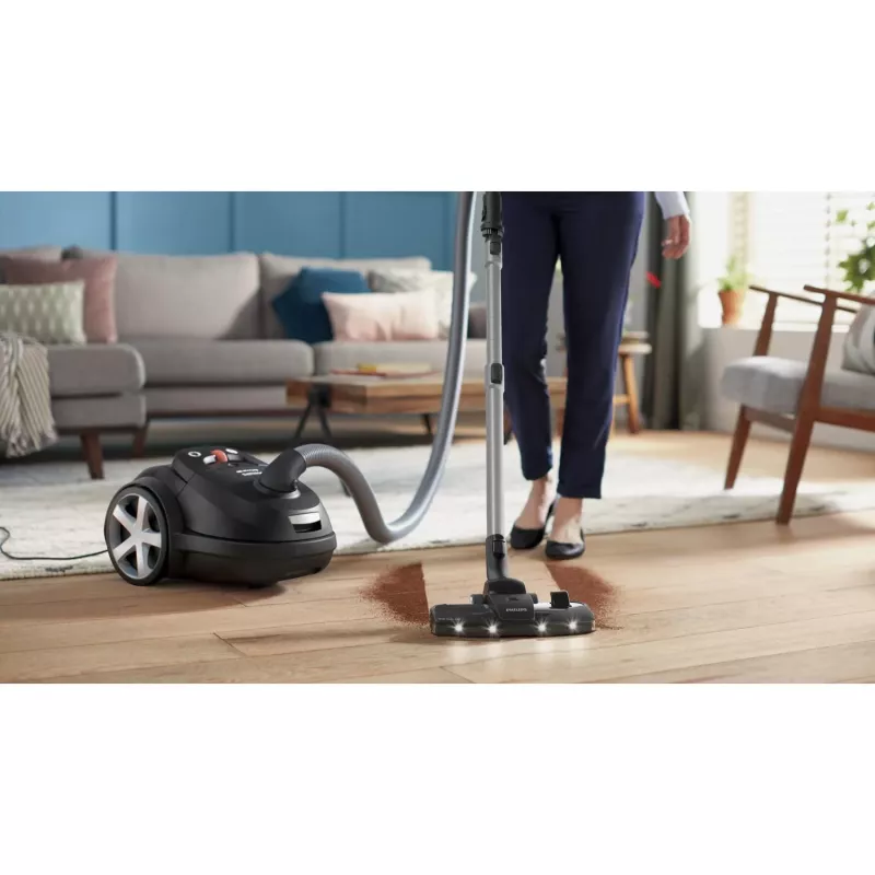Podlahový vysávač Philips 8000 Series XD8122/10 — 900 W, 4 L vrecko na prach, HEPA filter, čierna