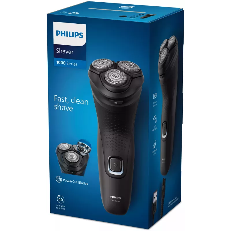 Philips Shaver 1000 Series S1141/00 suchý holiaci strojček rotačný čierny
