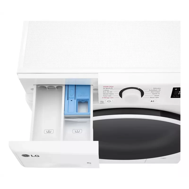 LG F2WR508S0W práčka s predným plnením 8 kg 1160 ot/min čierna, biela