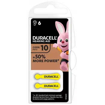 Duracell batéria do načúvacích prístrojov 10, jednorazová batéria, zinko-vzduchová, 1,45 V, 6 kusov, 100 mAh, 4 roky