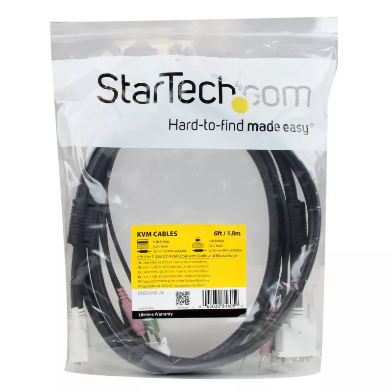 StarTech.com 1,8 m 4-in-1 USB DVI KVM kábel s audiom a mikrofónom