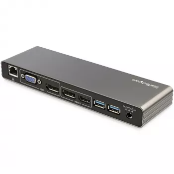 StarTech.com Thunderbolt 3 dok – TB3 dokovacia stanica pre notebook s dual-4K-60-Hz monitorom s DisplayPort, HDMI a 1080p VGA – 85 W Power Delivery & nabíjanie – 2x USB-A, Ethernet – Mac & Windows