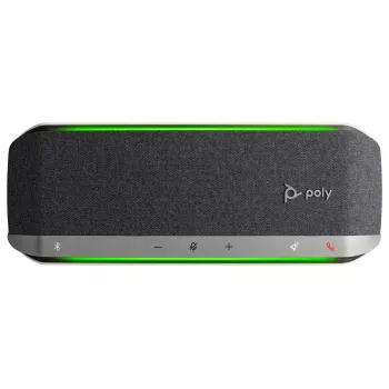 HP Poly Sync 40 USB-A USB-C konferenčný reproduktor, strieborná, Windows 10, Windows 11, MacOS, 30 h, RoHS, Federal Communications Commission (FCC), CE, 38 mm