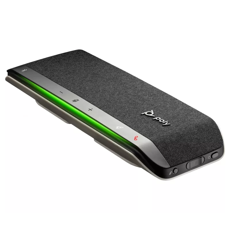 HP Poly Sync 40 USB-A USB-C konferenčný reproduktor, strieborná, Windows 10, Windows 11, MacOS, 30 h, RoHS, Federal Communications Commission (FCC), CE, 38 mm